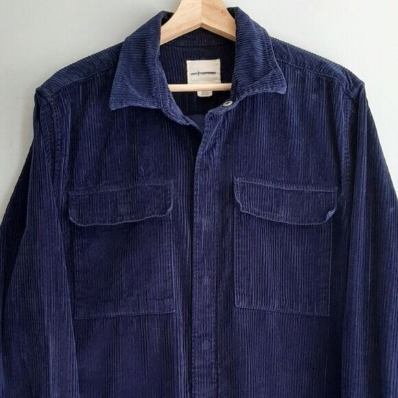 AE AMERICAN EAGLE Rib Corduroy Snap Button Shirt Jacket Blue Men's Sz M - Picture 2 of 11
